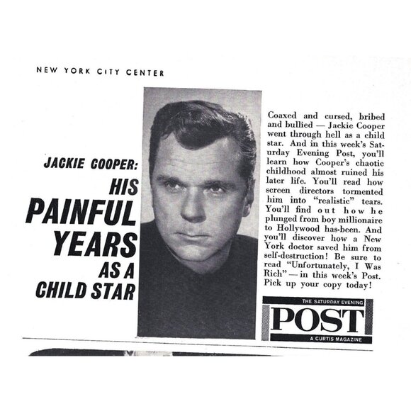 Vintage Saturday Evening Post Magazine Ad Featuring Jackie Cooper 1960s Print Ad - Picture 2 of 2